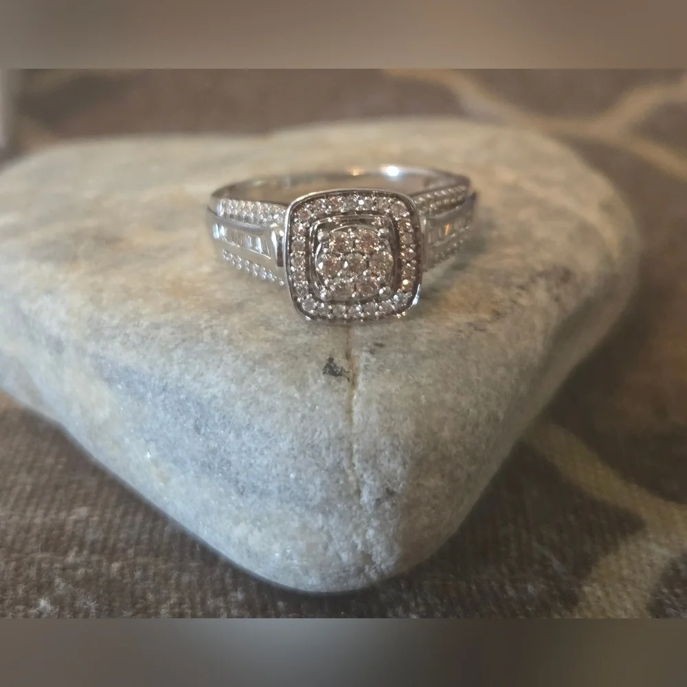 Diamond Wedding Ring Set | Size 7, 6.75 | 925 Sterling Silver | 0.51 ctw - Picture 5 of 16